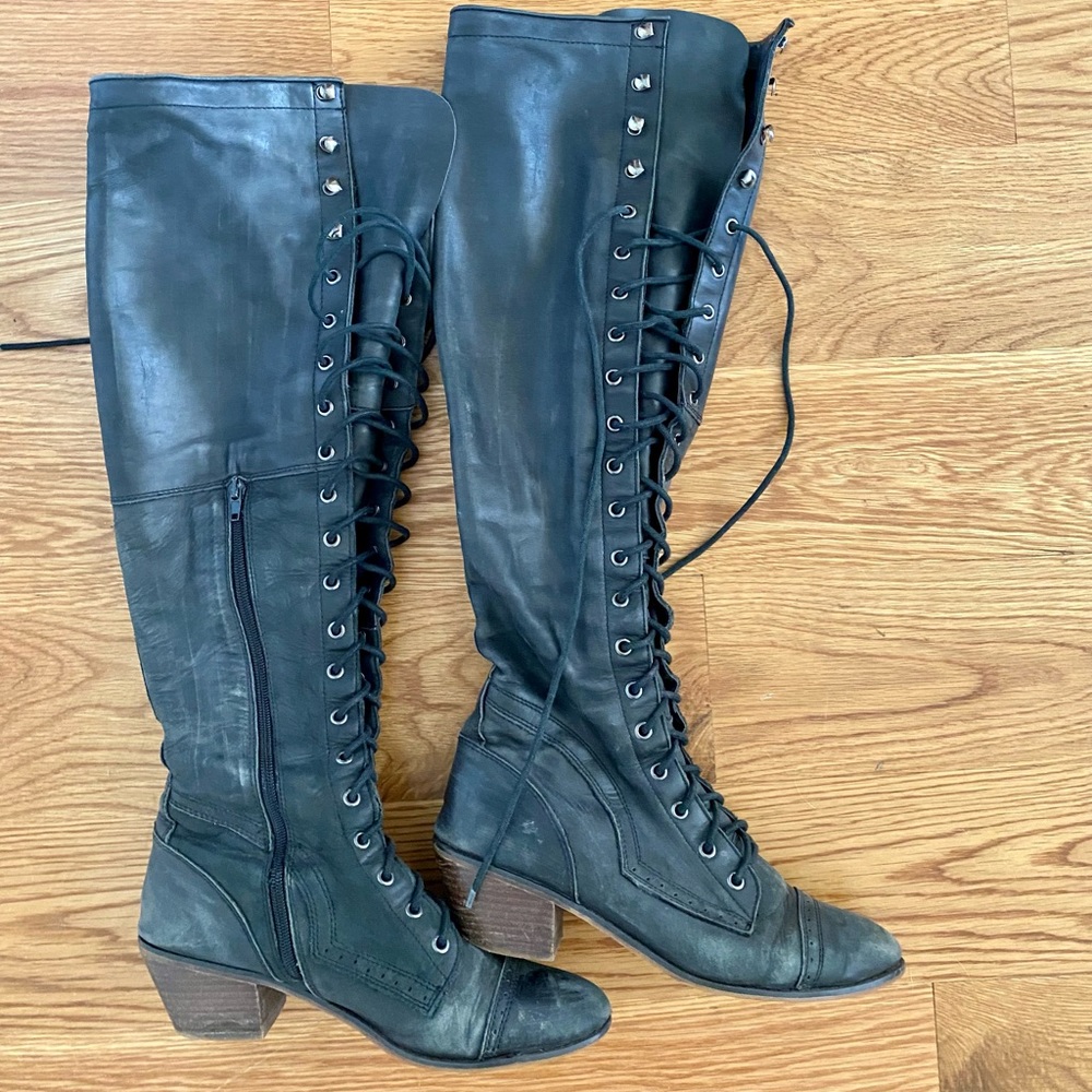 Jeffrey Campbell for free people knee high lace up boot